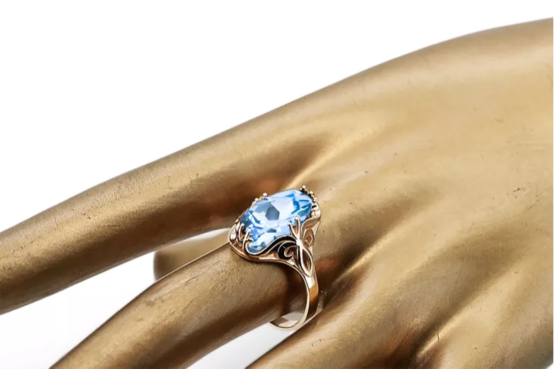 Ring Aquamarine Original Vintage 14K Rose Gold Vintage vrc082r